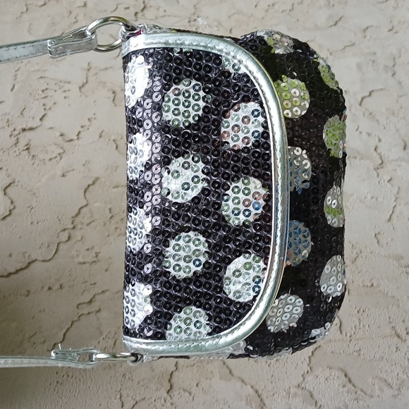 Girls Sequin Crossbody Bag - Black and Silver Polka Dot NWOT - Picture 16 of 16